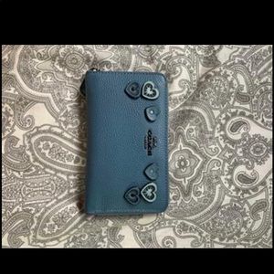 Coach Blue Zip Around Wallet